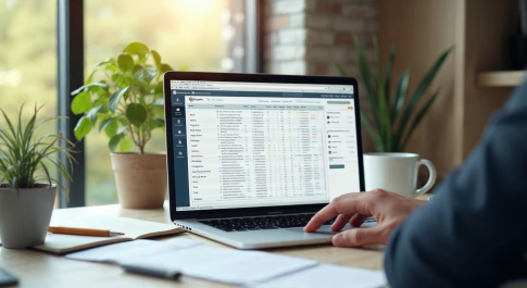 Domain investor reviewing expired domain records and preparing a sales listing